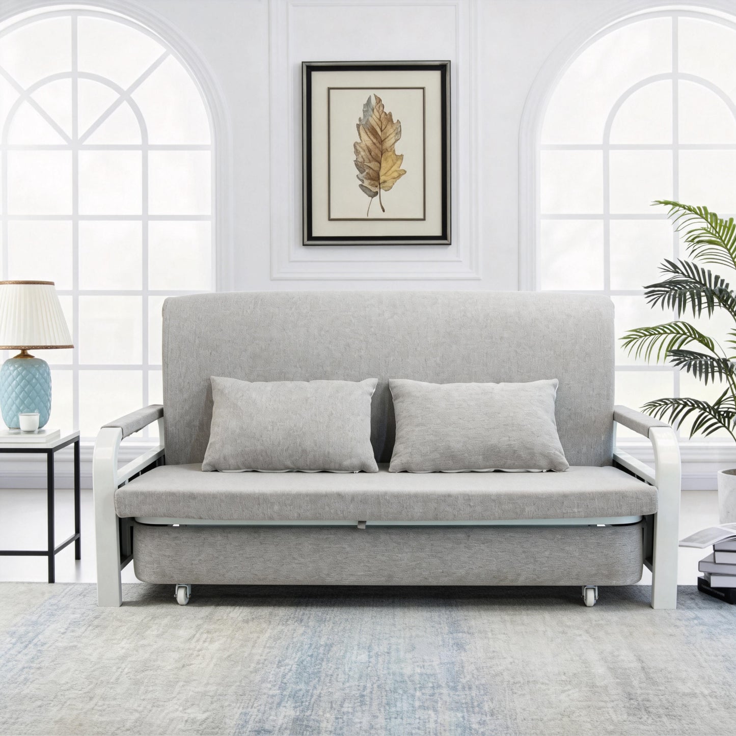 2 In 1 Sofa Bed Beneath Foldable Carbon Hidden Storage Sofa - 158cm