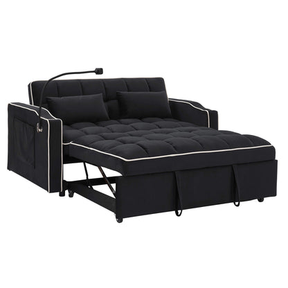 Fashionable Modern and Multi-functional Foldable Velvet Sofa Bed - Light Grey