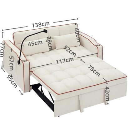 Fashionable Modern and Multi-functional Foldable Velvet Sofa Bed - Beige