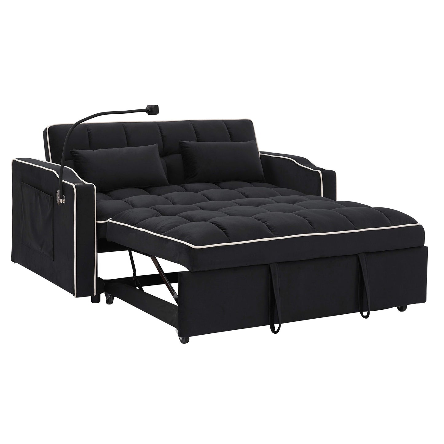 Fashionable Modern and Multi-functional Foldable Velvet Sofa Bed - Beige