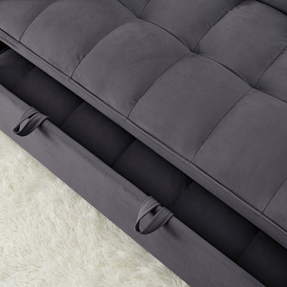 Fashionable Modern and Multi-functional Foldable Velvet Sofa Bed - Green