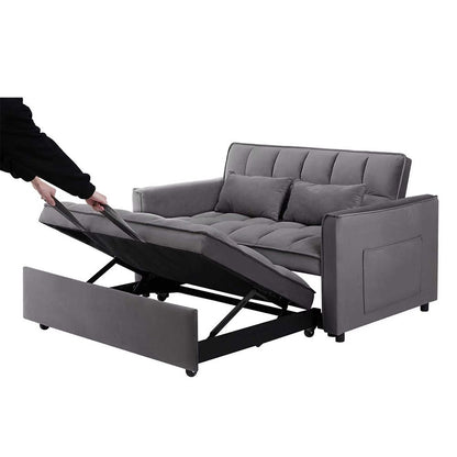 Fashionable Modern and Multi-functional Foldable Velvet Sofa Bed - Green