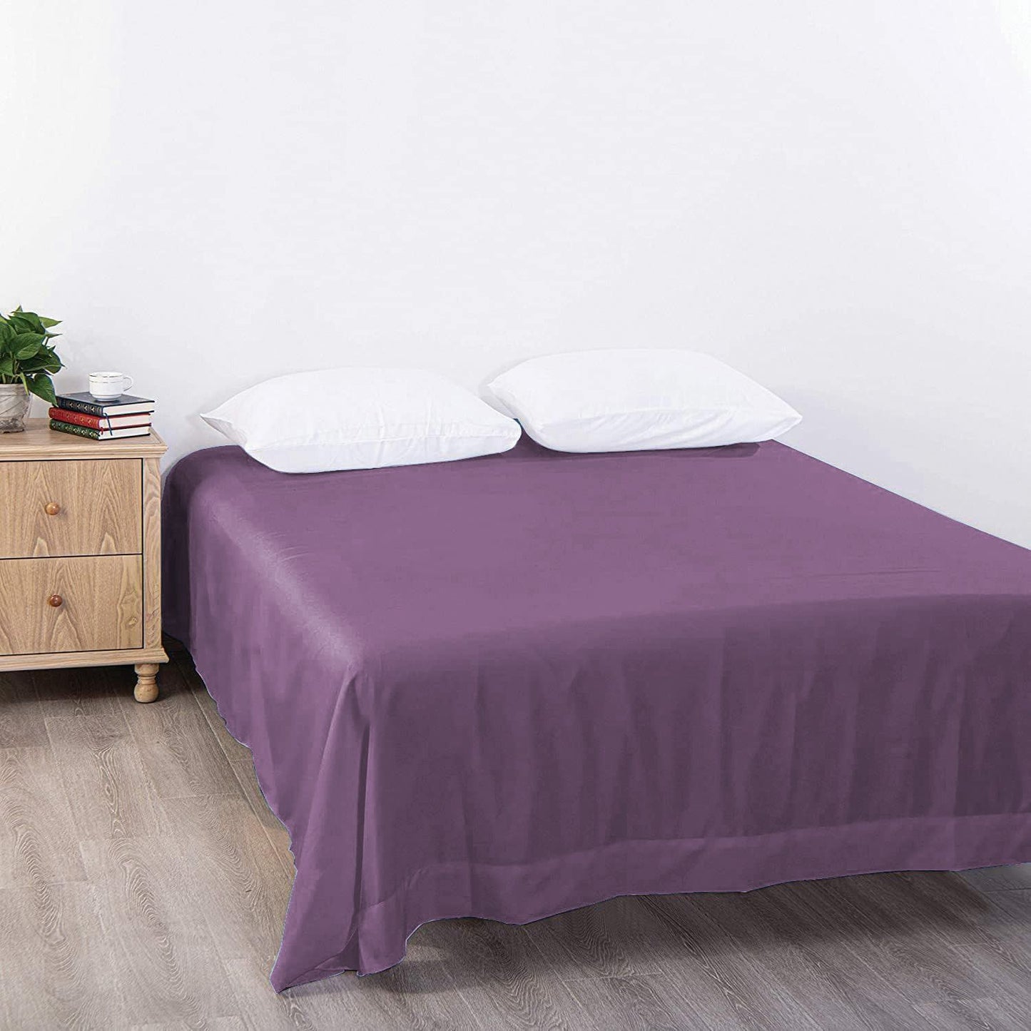 Elegant Comfort Premium Hotel Quality 1-Piece Queen Flat Sheet, Luxury and Softest 2000 Thread Count Bedding Flat Sheet(Queen,Purple)
