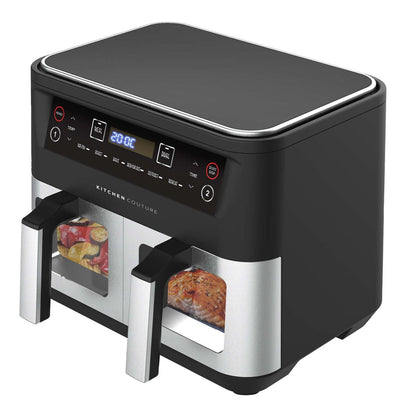 Kitchen Couture Dual View 2 x 5 Litre (10 Litre) Air Fryer Stainless Steel.