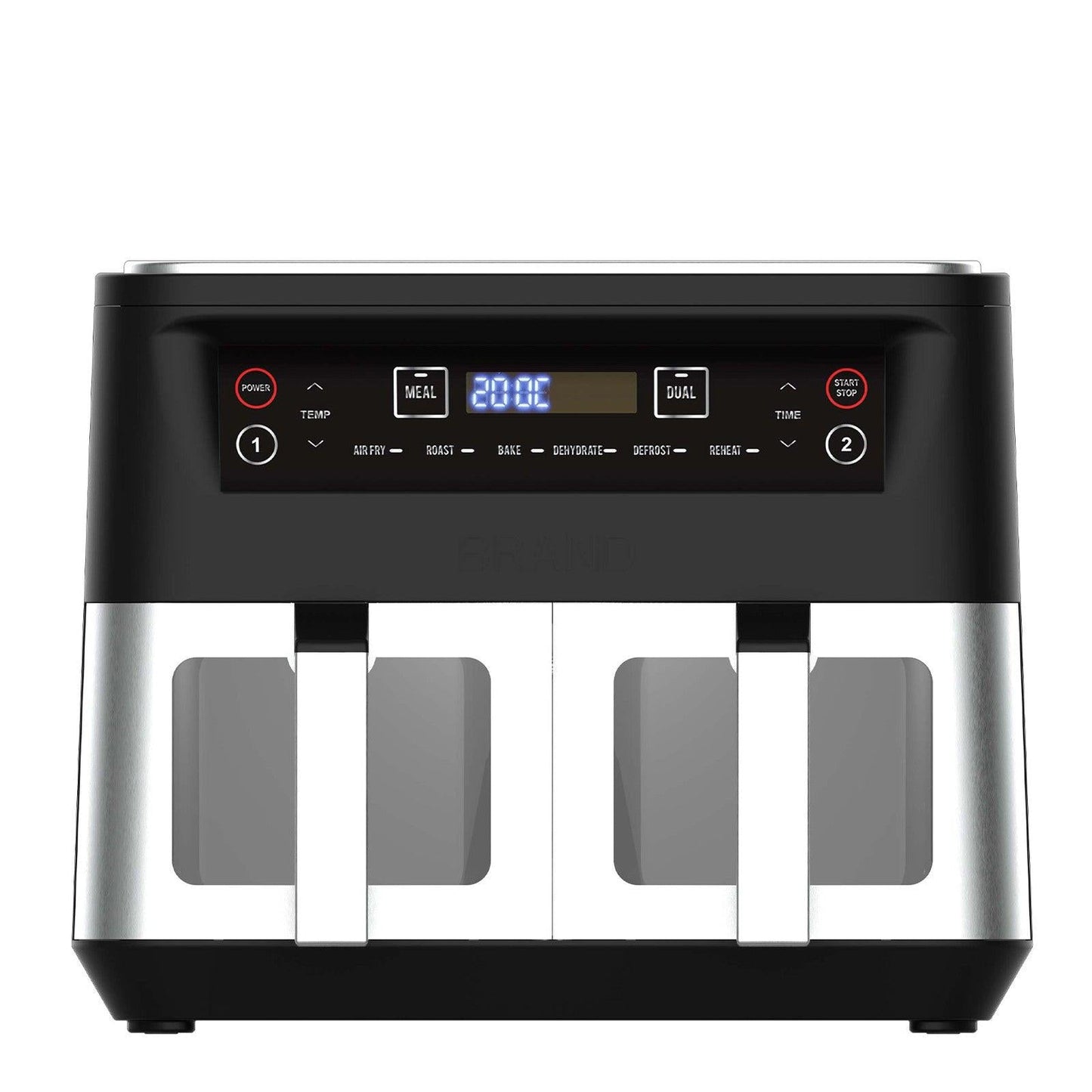 Kitchen Couture Dual View 2 x 5 Litre (10 Litre) Air Fryer Stainless Steel.