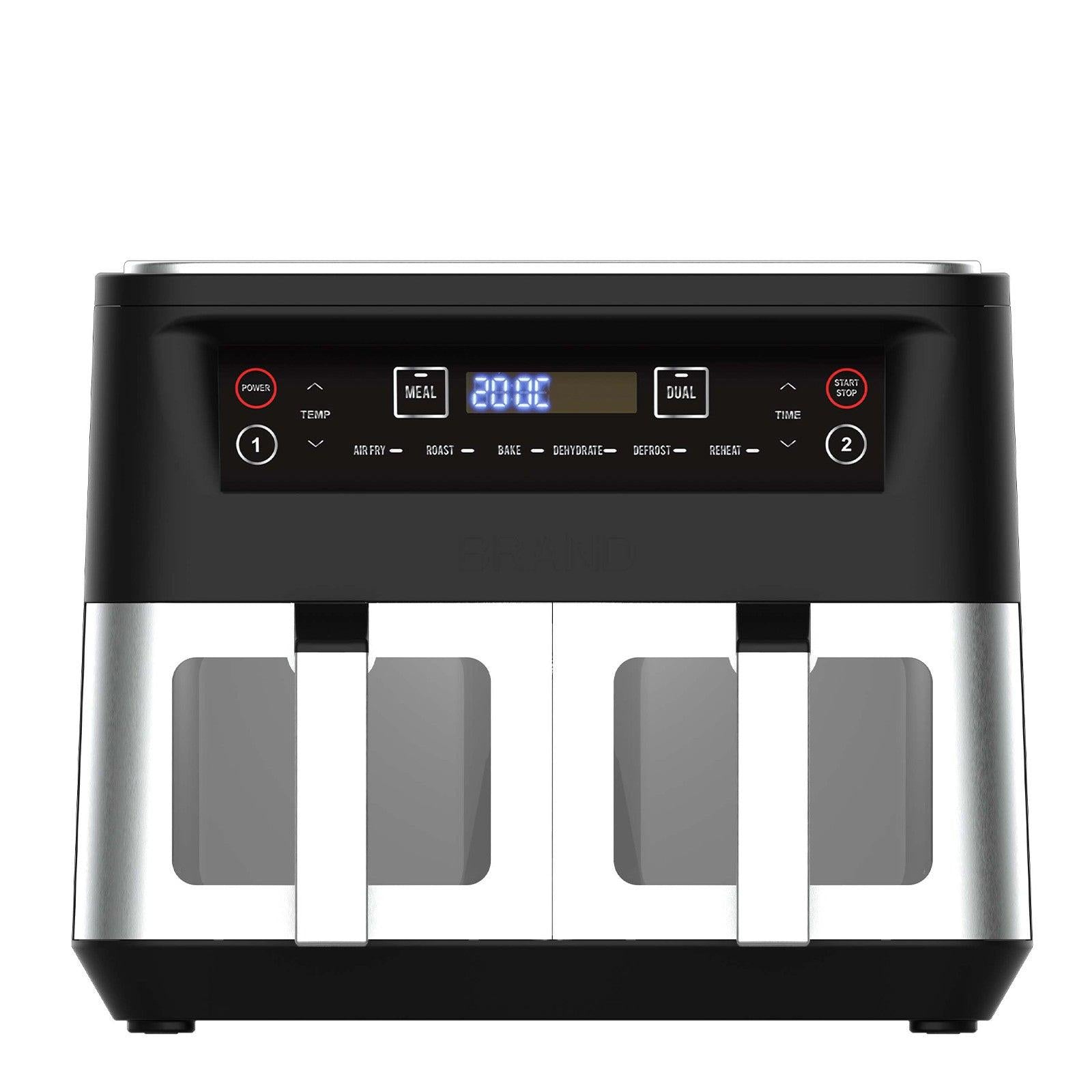 Kitchen Couture Dual View 2 x 5 Litre (10 Litre) Air Fryer Stainless Steel.