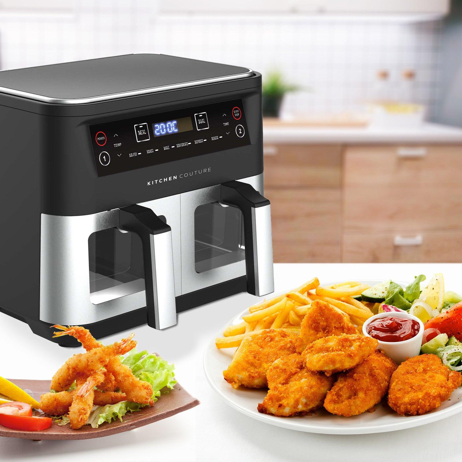 Kitchen Couture Dual View 2 x 5 Litre (10 Litre) Air Fryer Stainless Steel.
