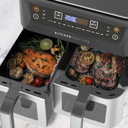 Kitchen Couture Dual View 2 x 5 Litre (10 Litre) Air Fryer Stainless Steel.