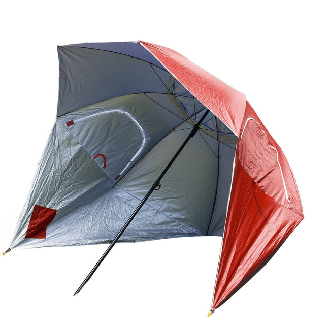 Havana Outdoors Beach Umbrella 2.4M Outdoor Garden Beach Portable Shade Shelter - Red. Hover Image