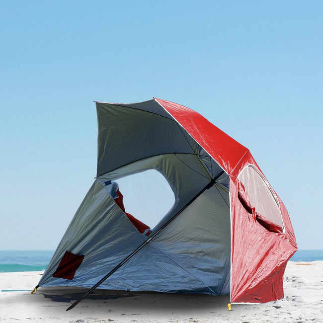 Havana Outdoors Beach Umbrella 2.4M Outdoor Garden Beach Portable Shade Shelter - Red Main Image