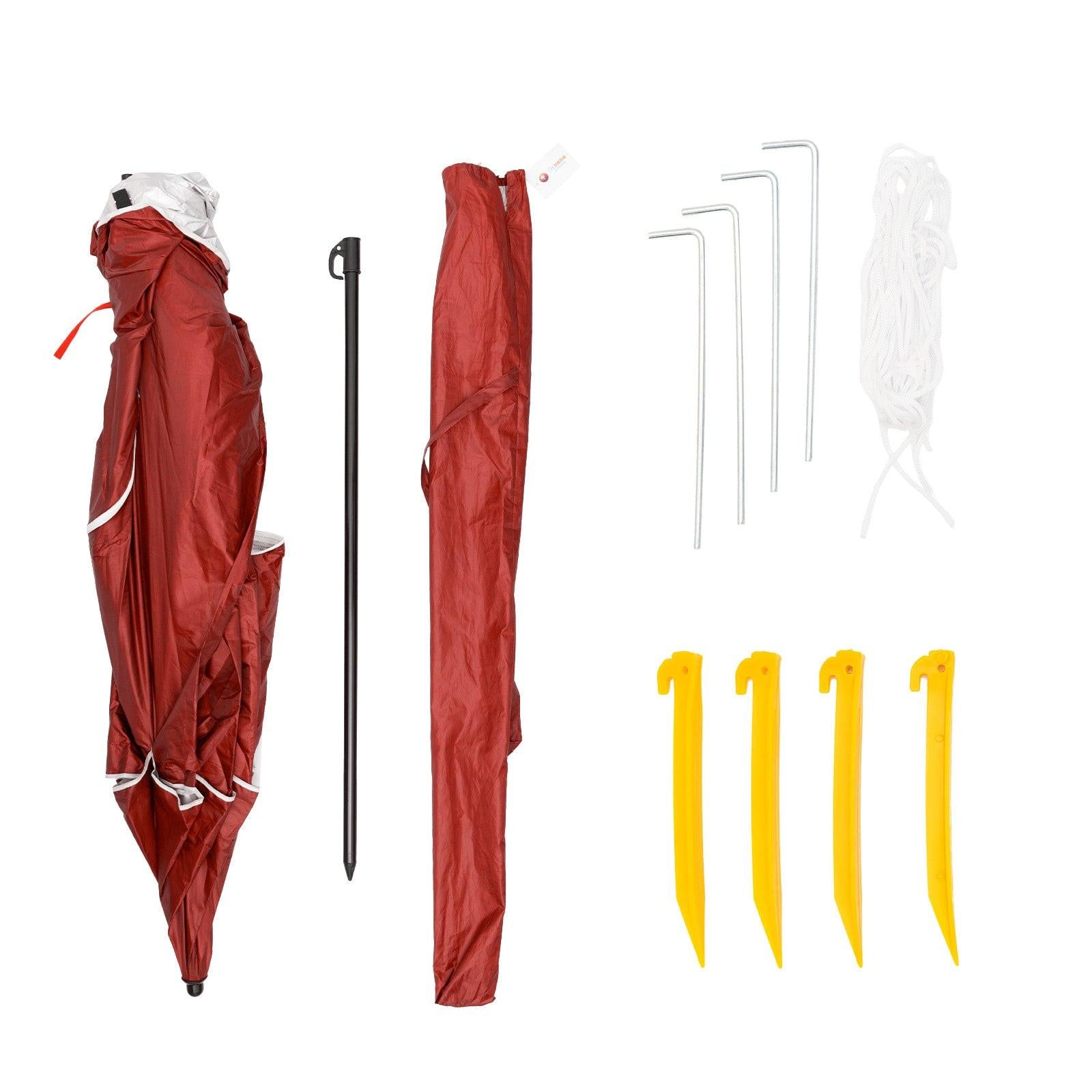 Havana Outdoors Beach Umbrella 2.4M Outdoor Garden Beach Portable Shade Shelter - Red.