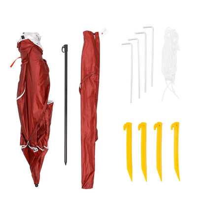 Havana Outdoors Beach Umbrella 2.4M Outdoor Garden Beach Portable Shade Shelter - Red.
