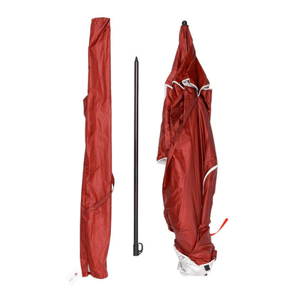 Havana Outdoors Beach Umbrella 2.4M Outdoor Garden Beach Portable Shade Shelter - Red.