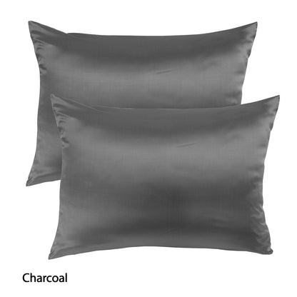 Royal Comfort Mulberry Soft Silk Hypoallergenic Pillowcase Twin Pack 51 x 76cm - Silver