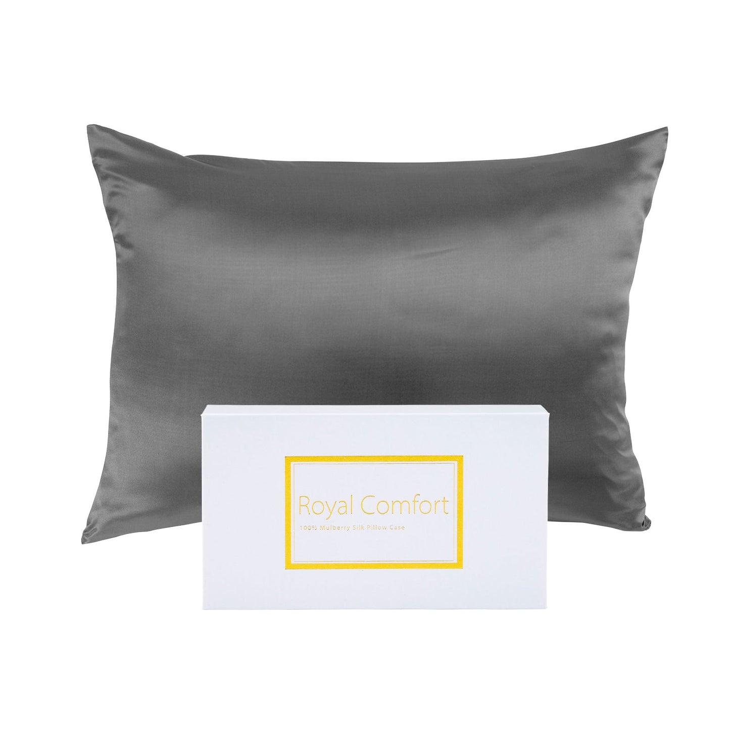 Royal Comfort Mulberry Soft Silk Hypoallergenic Pillowcase Twin Pack 51 x 76cm - Silver
