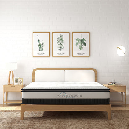 Osteopedic Euro Top Mattress Pocket Spring Medium Firm Hybrid Design Bed 30CM - Queen - White