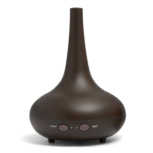 Essential Oil Diffuser Ultrasonic Humidifier Aromatherapy LED Light 200ML 3 Oils - Dark Wood Grain.