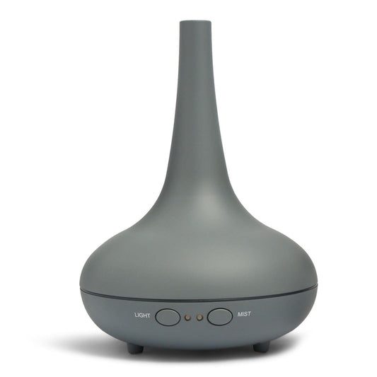 Essential Oil Diffuser Ultrasonic Humidifier Aromatherapy LED Light 200ML 3 Oils - Matte Grey.