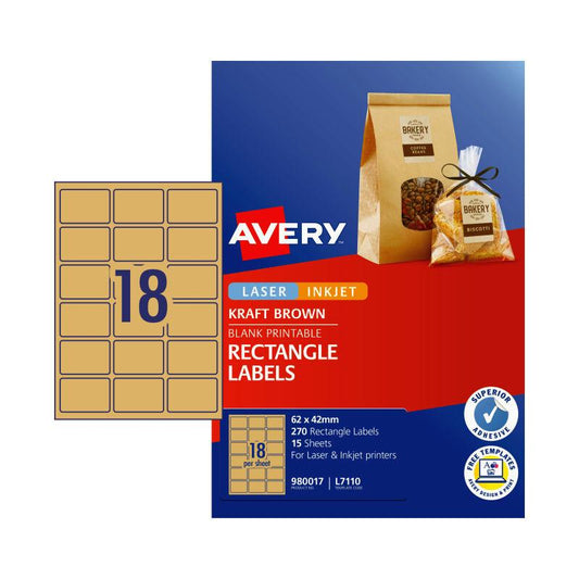 AVERY Label Rect Brn L7110 Pack of 270.
