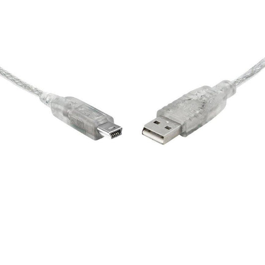 8WARE USB 2.0 Cable 1m A to Mini-USB B Male to Male Transparent.