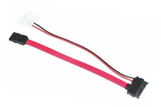 ASTROTEK Slim SATA Cable 50cm + 10cm 6 pins + 7 pins to 4 pins + 7 pins Red Colour.