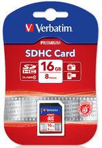 VERBATIM SDHC 16GB (Class 10) Up to 45MB/Sec 300X read speed.