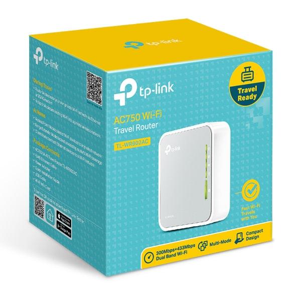 TP-LINK TL-WR902AC AC750 750Mbps Dual Band WiFi Wireless Travel Router 1x100Mbps LAN/WAN USB for 3G/4G Modem Pocket Size WISP AP Range Extender Client Hover Image