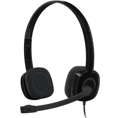 Logitech H151 Stereo Headset Light Weight Adjustable Headphone with Microphone 3.5mm jack In-line audio controls Noise-cancelling.