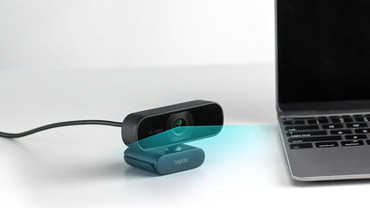 RAPOO C260 Webcam FHD 1080P/HD720P, USB 2.0 Compatible Win7/8/10, Mac OS X 10.6 or above, Chrome OS and Android V5.0 or above - Ideal for TEAMS, Zoom.
