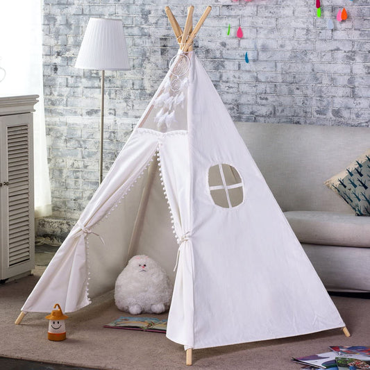 5 Poles Giant Kids Teepee Tent (Natural Canvas).