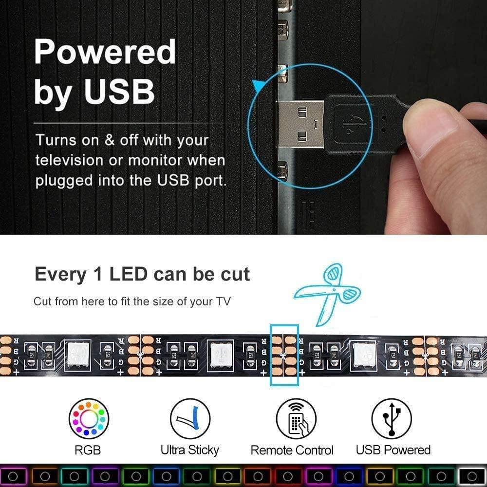 3M LED Strip Lights Rope Light for TV, Gaming and Computer (Lights Strip App with Remote Control).