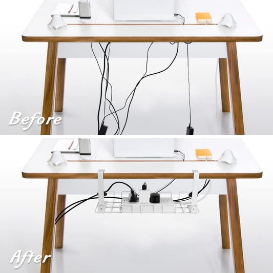 2 Pack Under Desk Cable Management Tray, White