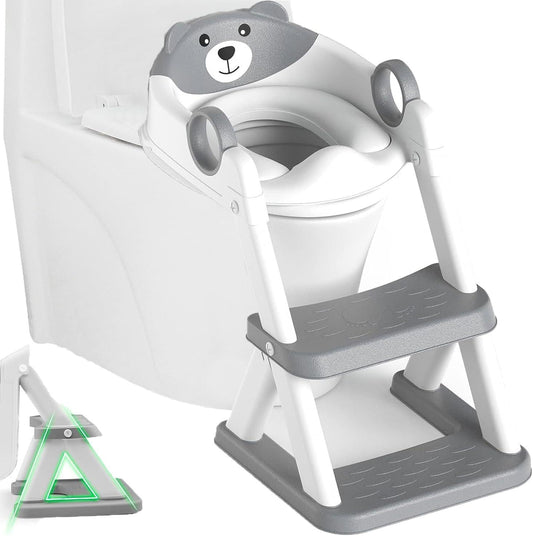 Potty Training Seat Ladder, Kids Boys Girls, Grey.