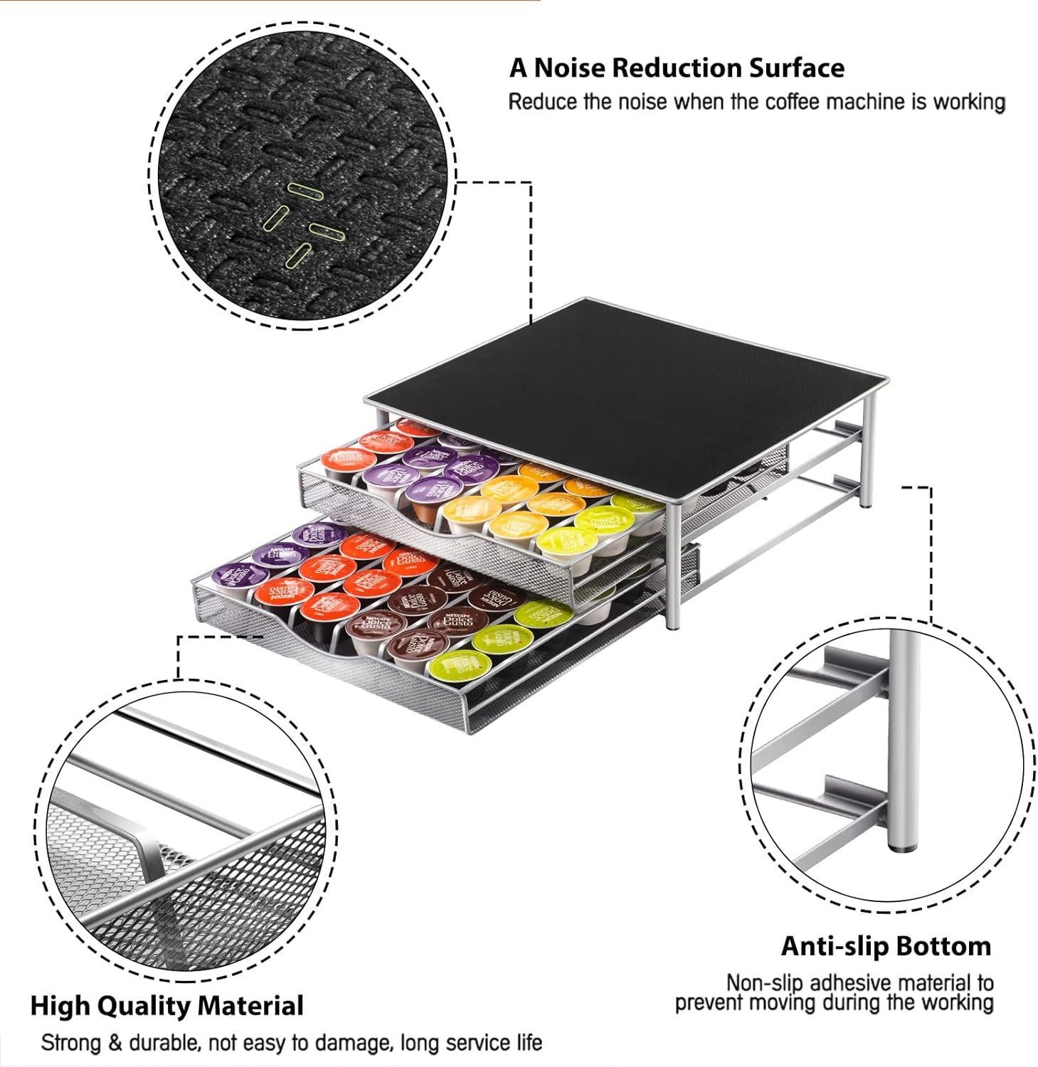 CARLA HOME K-Cup Coffee Pod Drawer for 72 Coffee Pods Storage for Home Kitchen Counter Organizer.