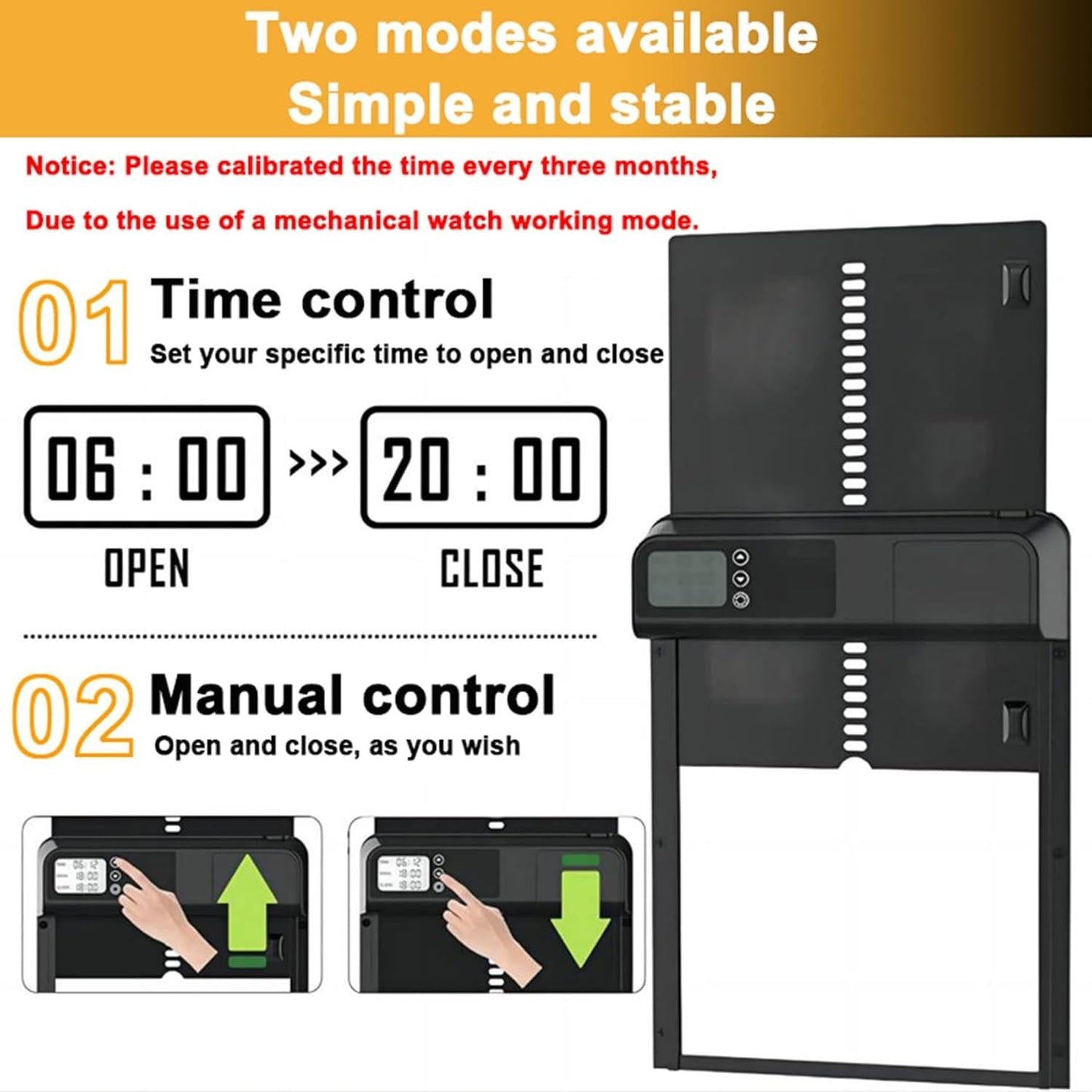 CARLA HOME Automatic Chicken Coop Door with Timer & LCD Screen, Anti-Pinch Safety, Easy Battery Operation & Weatherproof for Outdoor Coops.