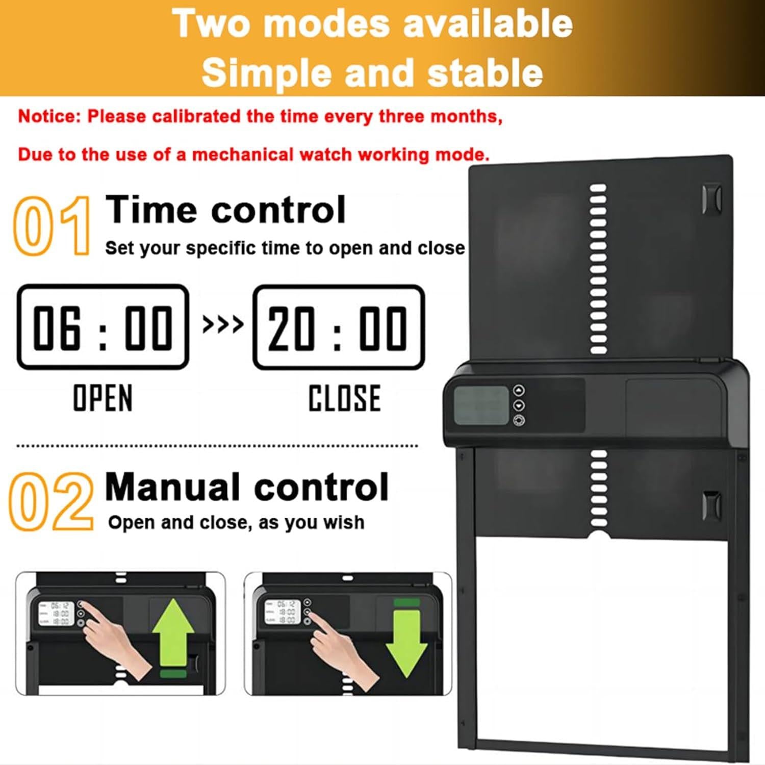 CARLA HOME Automatic Chicken Coop Door with Timer & LCD Screen, Anti-Pinch Safety, Easy Battery Operation & Weatherproof for Outdoor Coops.