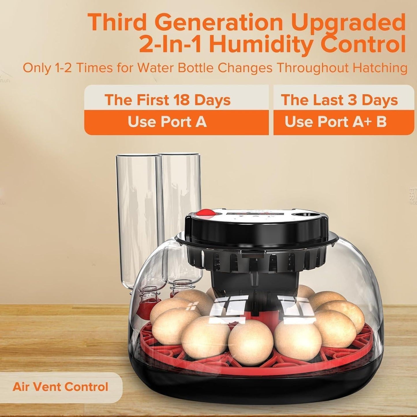 CARLA HOME 12 Egg Incubator with Automatic Turning, LED Display, Humidity & Temperature Control, Auto Water System & Built-in Egg Candler for Chicken, Duck, Quail, Goose.