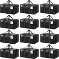 CARLA HOME 12-Pack Large Moving Storage Bags with Zippers & Handles with 95 Liters Capacity for Space Saving, Travel, Camping & Organization (Black)