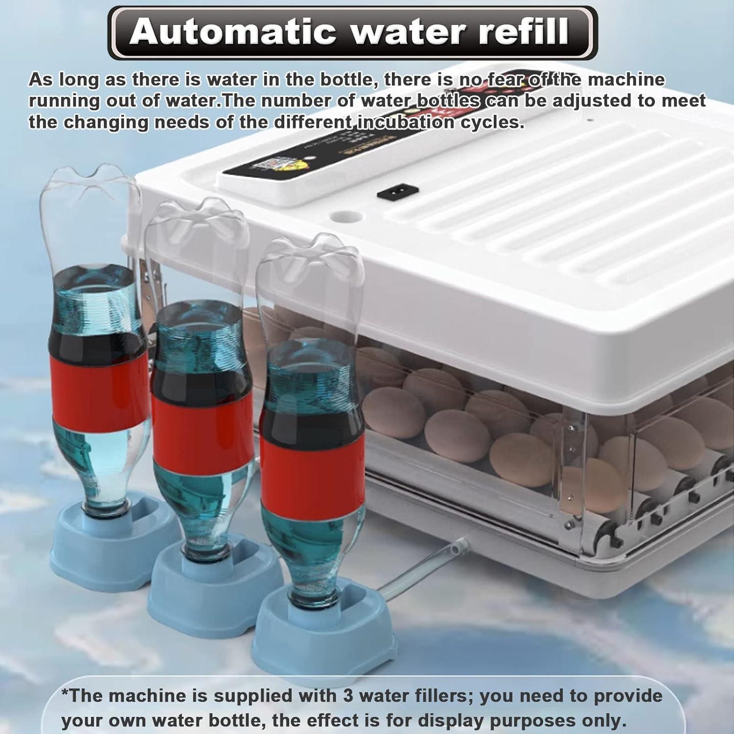 CARLA HOME 70 Egg Incubator with Automatic Turning, LED Display, Humidity & Temperature Control, Auto Water System & Built-in Egg Candler for Chicken, Duck, Quail, Goose.
