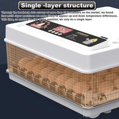 CARLA HOME 70 Egg Incubator with Automatic Turning, LED Display, Humidity & Temperature Control, Auto Water System & Built-in Egg Candler for Chicken, Duck, Quail, Goose.