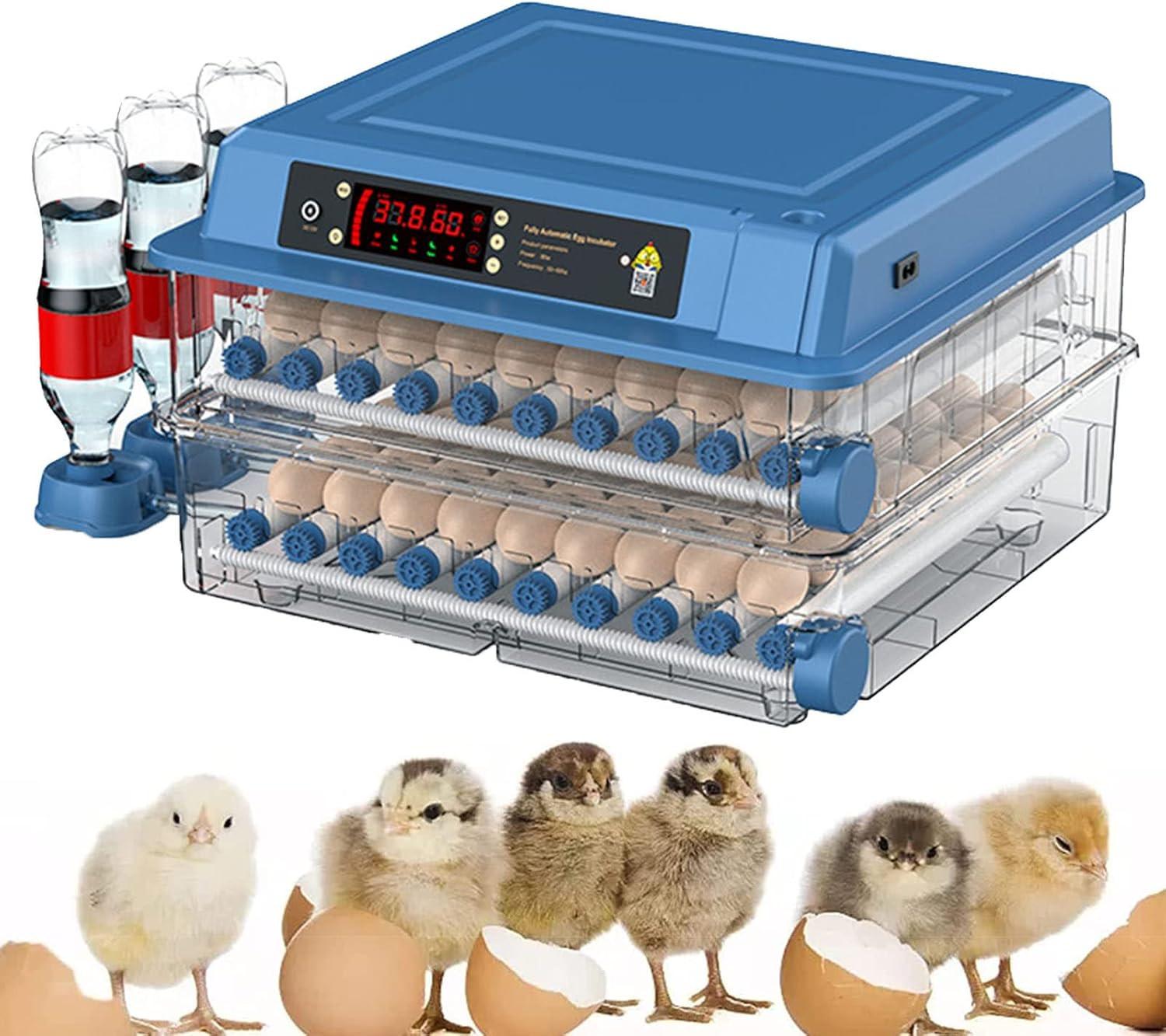 CARLA HOME 128 Egg Incubator with Automatic Turning, LED Display, Humidity & Temperature Control, Auto Water System & Built-in Egg Candler for Chicken, Duck, Quail, Goose.