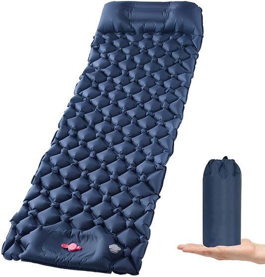 Ultralight Inflatable Camping Sleeping Pad with Pillow for Travelling and Hiking.