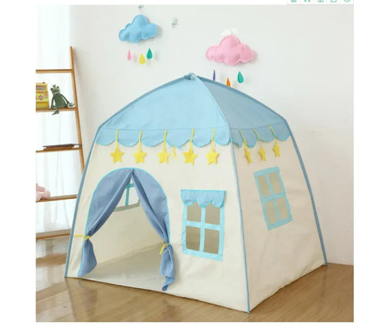 130CM Portable Kids Castle Tent Large Blue.