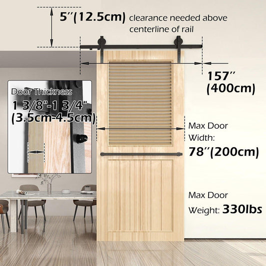 Sliding Barn Door Hardware Kit Heavy Duty Rust Resistant 4M.