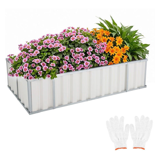 Galvanised Steel Raised Garden Rectangle Bed 160x80x42cm No-Screw Oval.