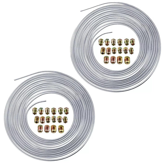25Ft 3/16'' OD Steel Zinc Brake Line Tubing Kit 150MPa +32 Fittings.