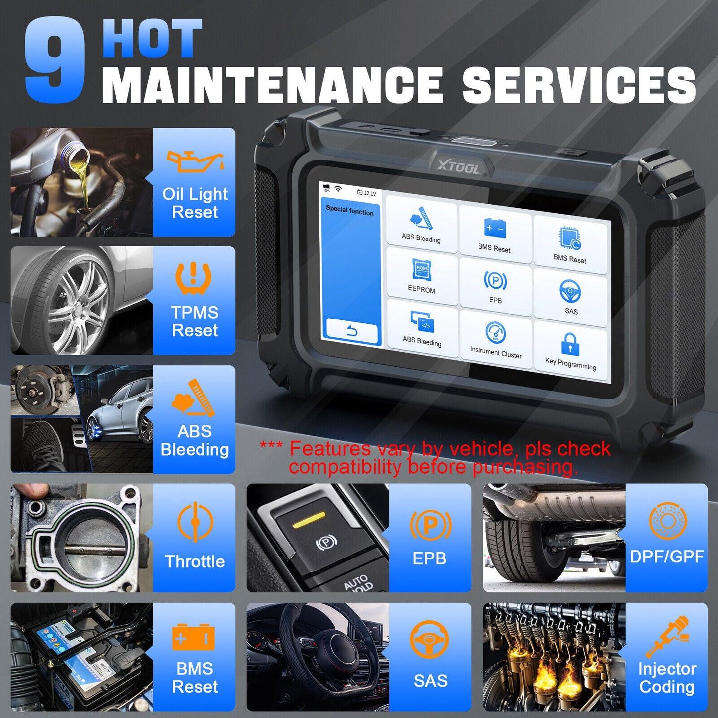 2025 D5 OBD2 Scanner ABS SRS Engine Diagnostic Tool.