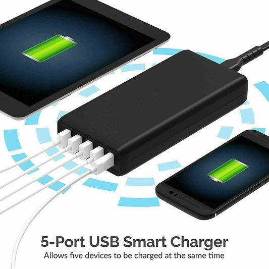 40W 5-Port USB Wall Charger Fast AC Adapter Multi Travel.