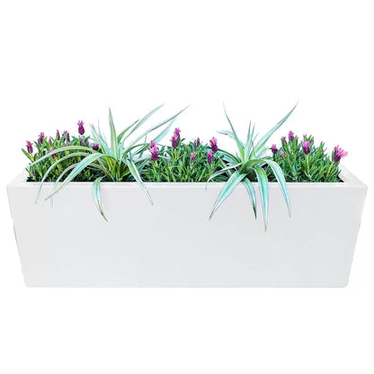 Metal Designer Planter Box 900 x 300 x 300mm Vibrant White.