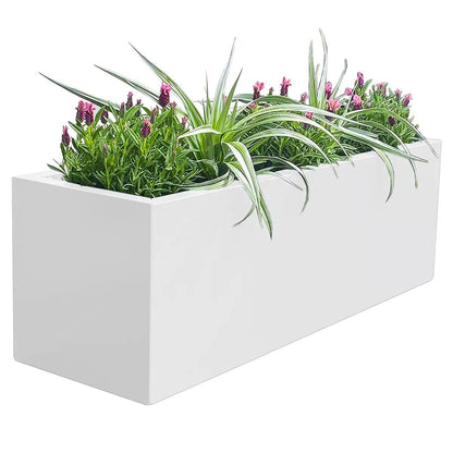 Metal Designer Planter Box 900 x 300 x 300mm Vibrant White.